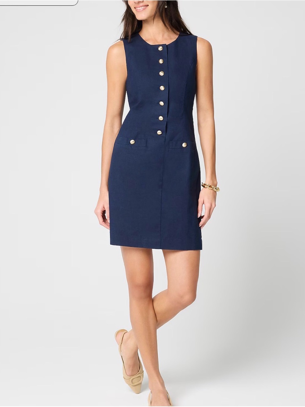 J. Crew Navy Sleeveless Mini Dress with Buttons